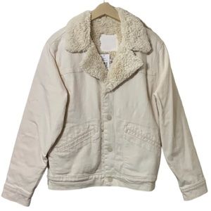 Mother Denim The Off The Grid Sherpa Bomber Jacket Size Large